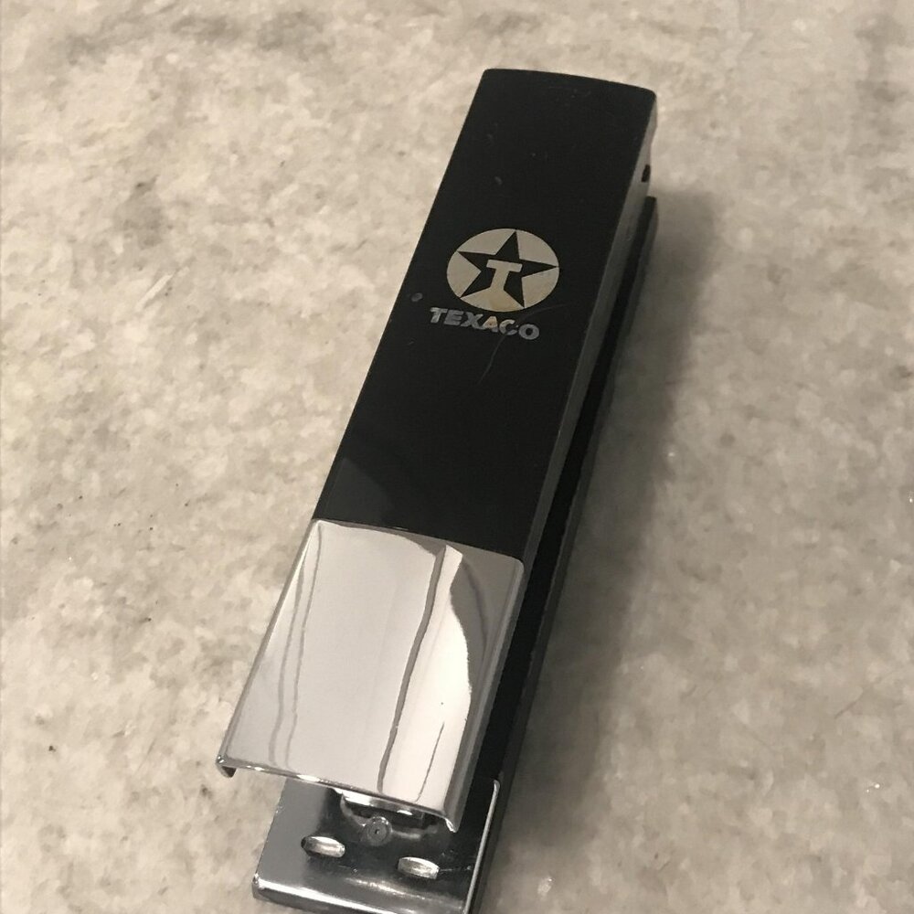 Boston 20 Hunt Stapler Texaco Logo Black Chrome Desktop Metal Made in USA Office
